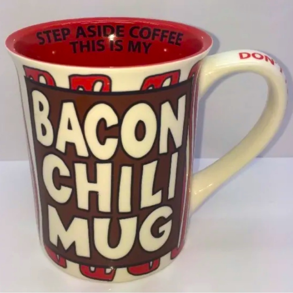 LORRIE VEASEY Bacon Chili Coffee Mug Cup Recipe Humor Fun Collectible NEW RARE!!